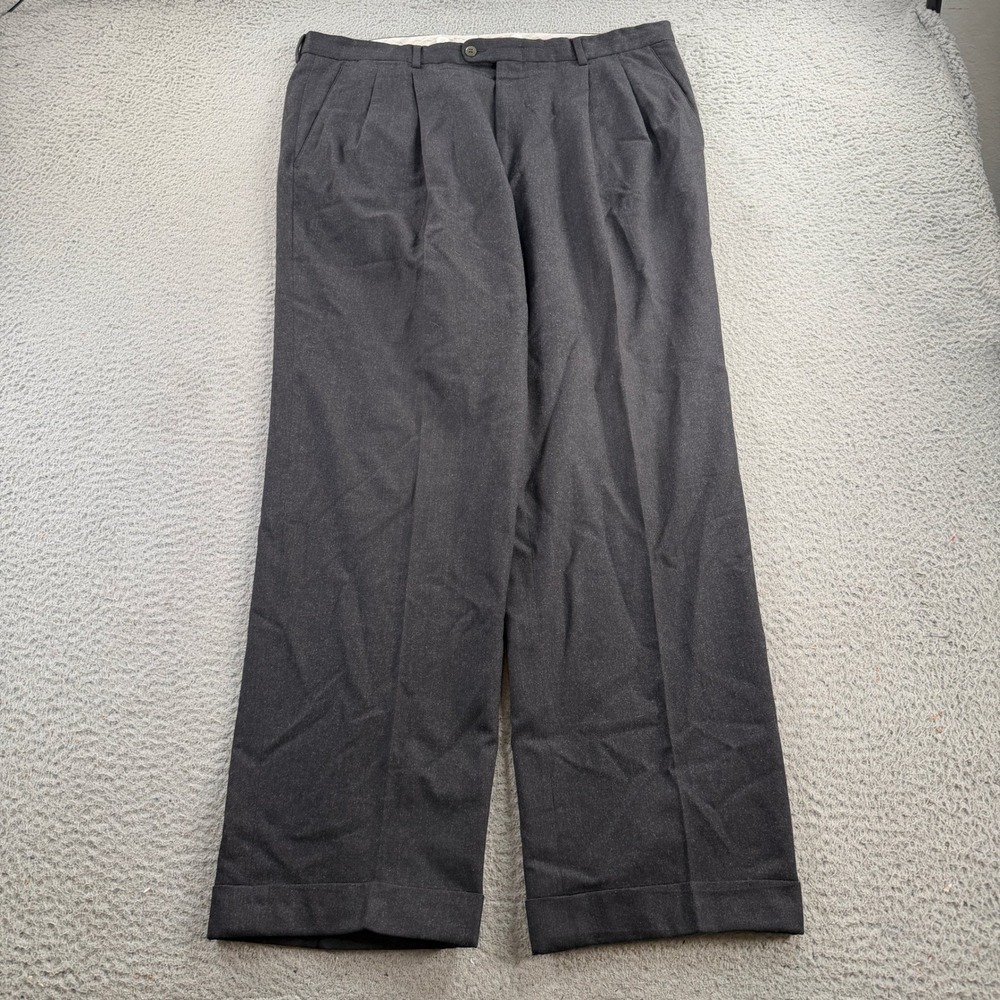 Ermenegildo Zegna Pants Mens 36x30 Grey Pleated Cuffed Wool Italy Luxury